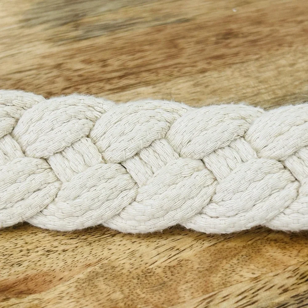 ABERCROMBIE & FITCH Men's White Wide Woven Fabric D-Ring Belt Size 31